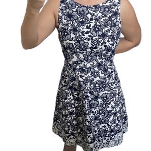 Navy and white The Limited floral print dress sz10